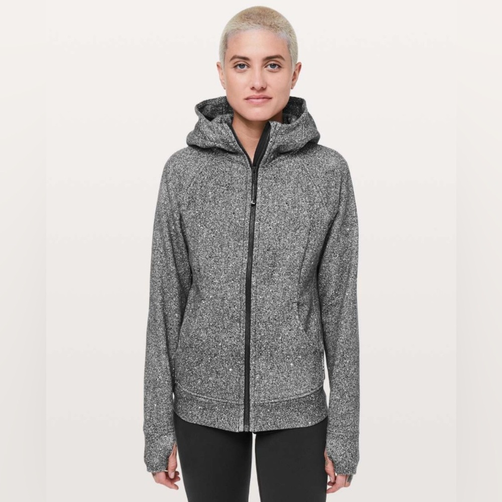 Lululemon Scuba Hoodie in Luminesce Splatter White Black Size 8